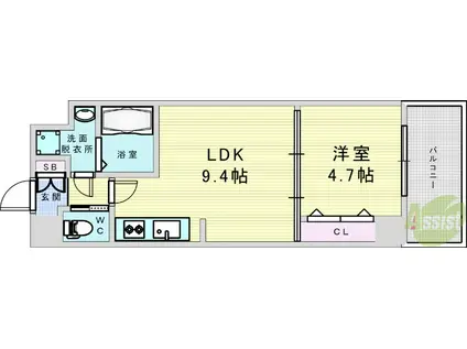 MANGOKUKEI(1LDK/4階)の間取り写真