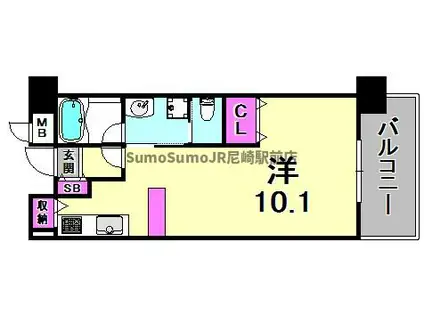 アーバネックス尼崎東難波(ワンルーム/6階)の間取り写真