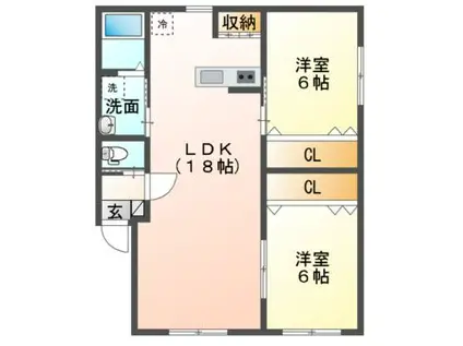 Mハイツ寿8(2LDK/1階)の間取り写真