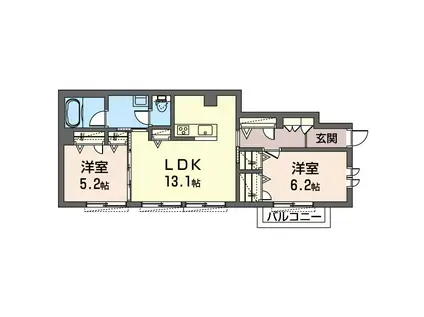 MAISON NOIR(2LDK/1階)の間取り写真