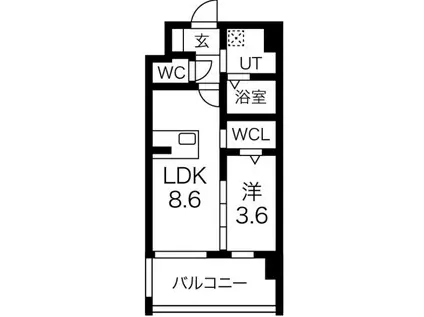 エストワン東大阪(1LDK/10階)の間取り写真