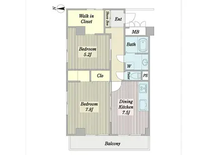 DELCCS神田大手町(2DK/5階)の間取り写真