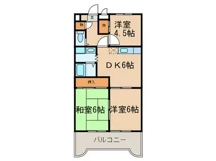 ハイツドエル(3DK/2階)の間取り写真