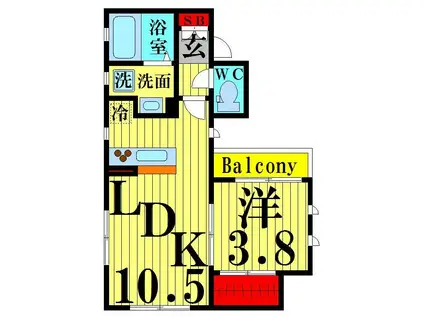  ステラ J(1LDK/1階)の間取り写真
