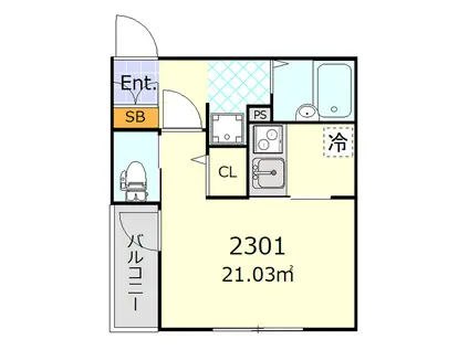 フリージア西小山(1K/3階)の間取り写真