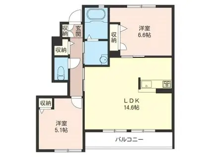 レジオイーストA(2LDK/1階)の間取り写真