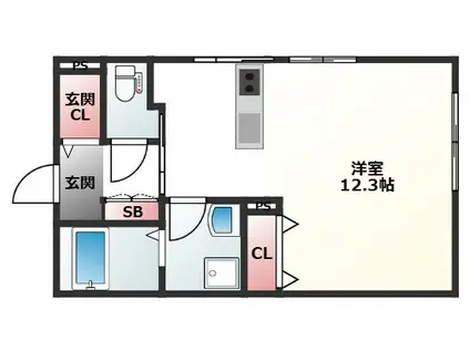 コンフォート K(ワンルーム/1階)の間取り写真