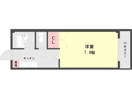 メイン黒髪(1K/1階)の間取り写真