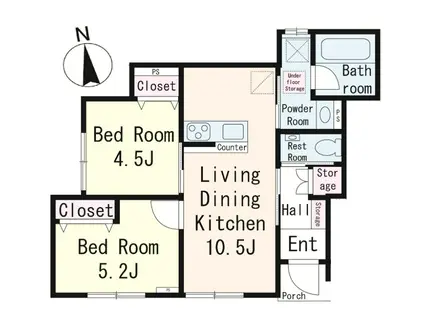 KUA MAISON J(2LDK/1階)の間取り写真