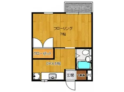 ハイム大池(1DK/2階)の間取り写真