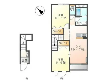 グランヴィレッジ(2DK/2階)の間取り写真