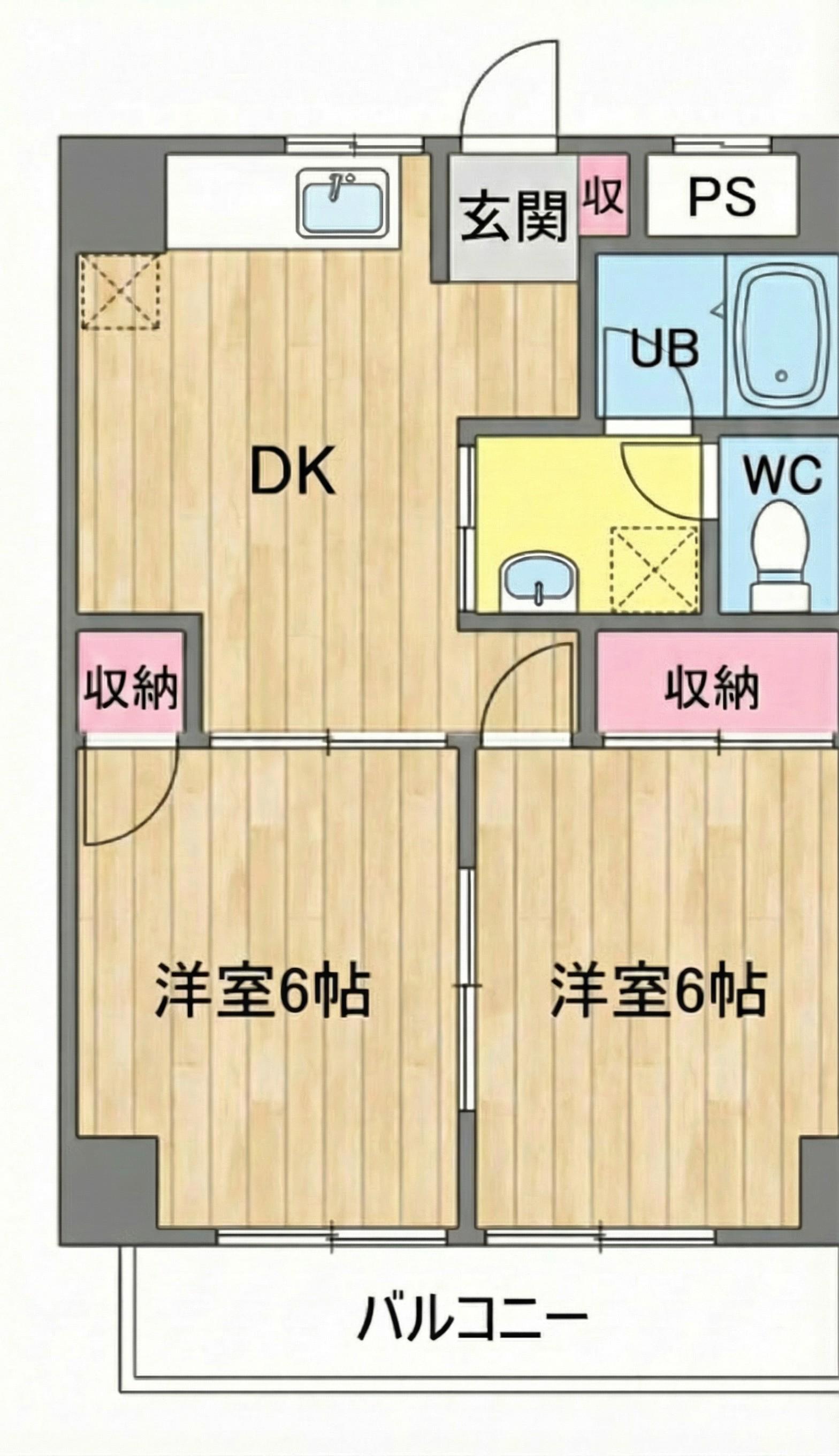 エクセルハイム川富(2DK/9階)の間取り写真
