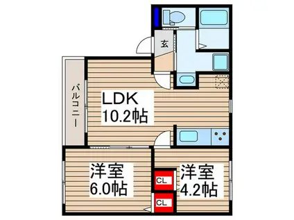 NOBLE(2LDK/3階)の間取り写真