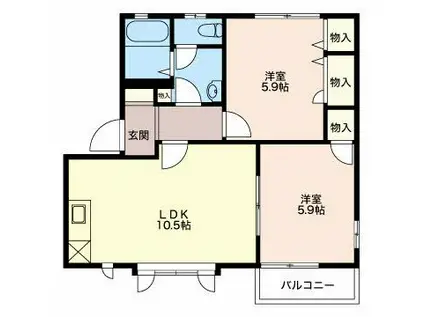 DIASOANA(2LDK/2階)の間取り写真