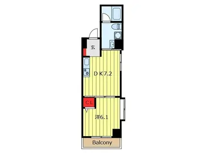 コスモリード日暮里レジデンス(1DK/7階)の間取り写真