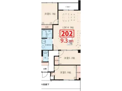 SARA(3LDK/2階)の間取り写真