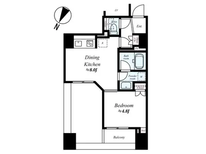 アプレシティ日本橋小伝馬町(1DK/2階)の間取り写真