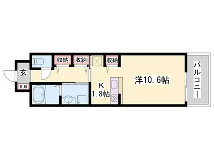 ポーシェガーデンII(1K/2階)の間取り写真