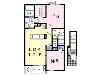 クロレ キャメリア B(2LDK/2階)の間取り写真
