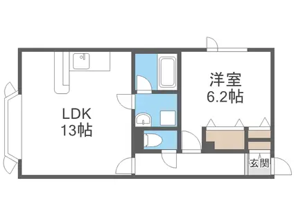 ヴィラ山鼻・II(1LDK/2階)の間取り写真