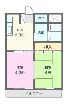高丘ハイツ(2DK/3階)の間取り写真