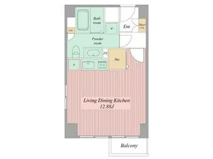 ミュプレ矢場町(ワンルーム/4階)の間取り写真