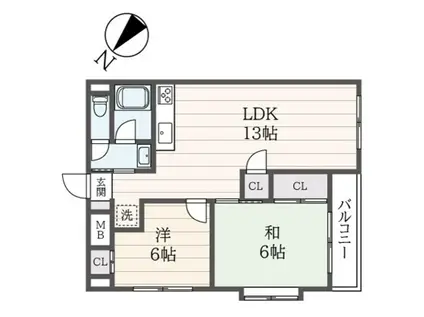 エステートツカサ(2LDK/3階)の間取り写真
