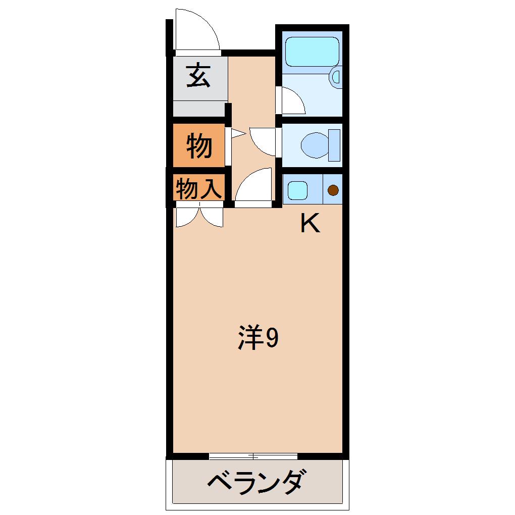 シャルマンフジ中之島弐番館(ワンルーム/1階)の間取り写真