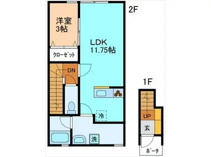 POTATO(1LDK/2階)の間取り写真