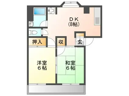 幸レジデンス(2DK/2階)の間取り写真