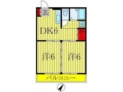 パインステージ(2DK/1階)の間取り写真