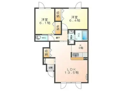 VIENEFAMILLE ヴィアンファミーユ(2LDK/1階)の間取り写真