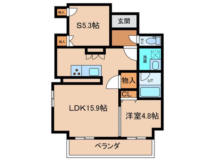 スプランディッド上本町ウエスト(1SLDK/9階)の間取り写真