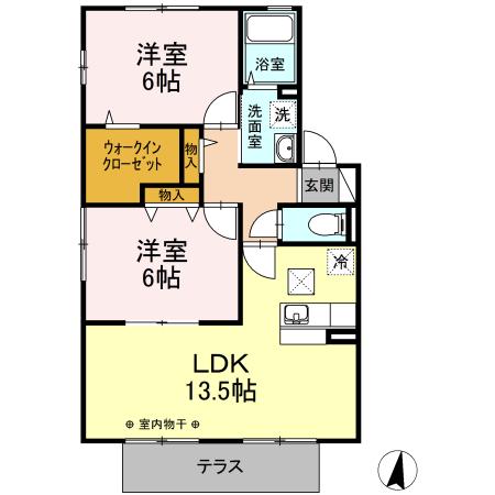ガーデンヒルズウエスト(2LDK/1階)の間取り写真