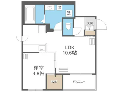 エフュート北円山(1LDK/1階)の間取り写真