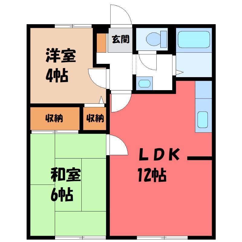 エスポワール並榎(2LDK/2階)の間取り写真