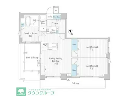 HIGASHIKOMATSUGAWA PARK RESIDENCE(2SLDK/5階)の間取り写真