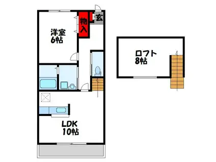 RIZソレイユ(1LDK/2階)の間取り写真