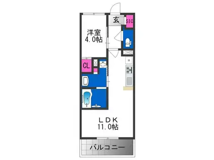 PHOERME TENNOJI イースト(1LDK/2階)の間取り写真