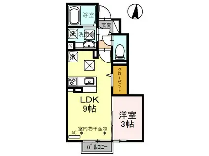 ヴィヨレ・パルク(1LDK/1階)の間取り写真