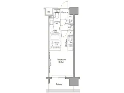 ザ・パークハビオ目黒(ワンルーム/6階)の間取り写真