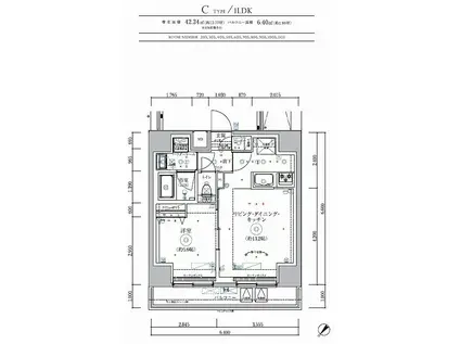 RELUXIA伊勢佐木長者町(1LDK/4階)の間取り写真