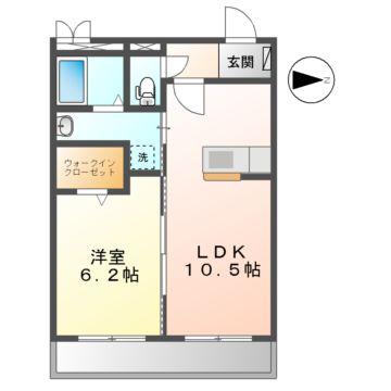 アチェーロ土岐口(1LDK/2階)の間取り写真