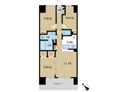 エコロジー千葉みなとレジデンス(3LDK/10階)の間取り写真