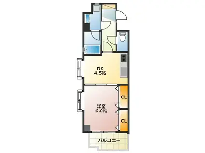 コーラルヴァレー戸塚(1DK/4階)の間取り写真