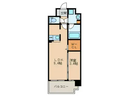エフパルク大橋(1LDK/4階)の間取り写真