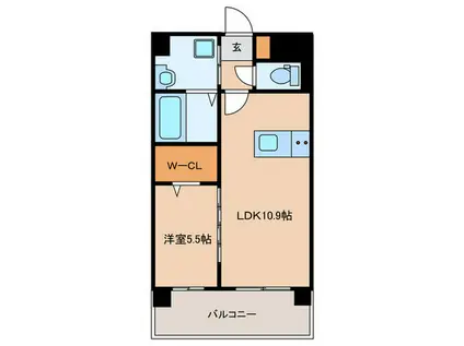 サンクレール(1LDK/6階)の間取り写真