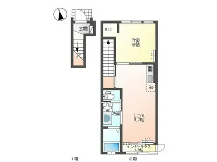 パーチェ(1LDK/2階)の間取り写真