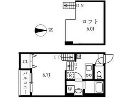 DANUA下坂町(1K/1階)の間取り写真