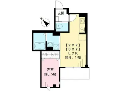 レジデンス泰地(1LDK/3階)の間取り写真